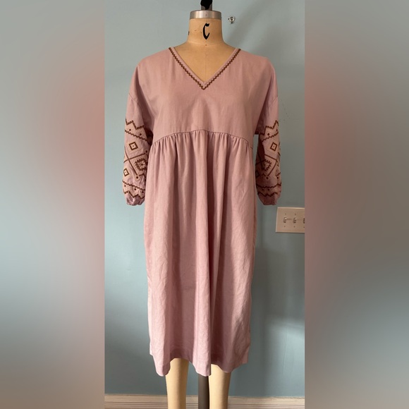 NWOT Madewell Petite Embroidered-Sleeve Popover Midi Dress - Medium - Lavender - Picture 5 of 10
